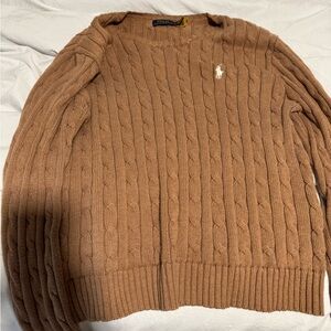Ralph Lauren Brown Crewneck Cable Knit Sweater